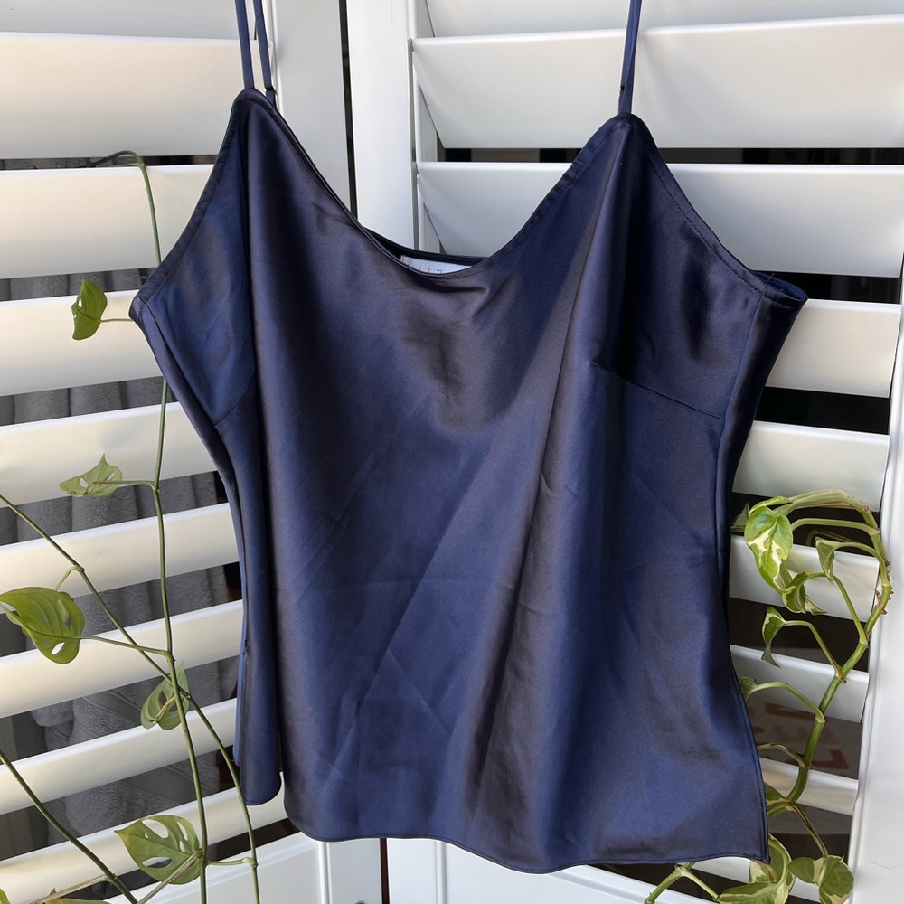navy blue slip top